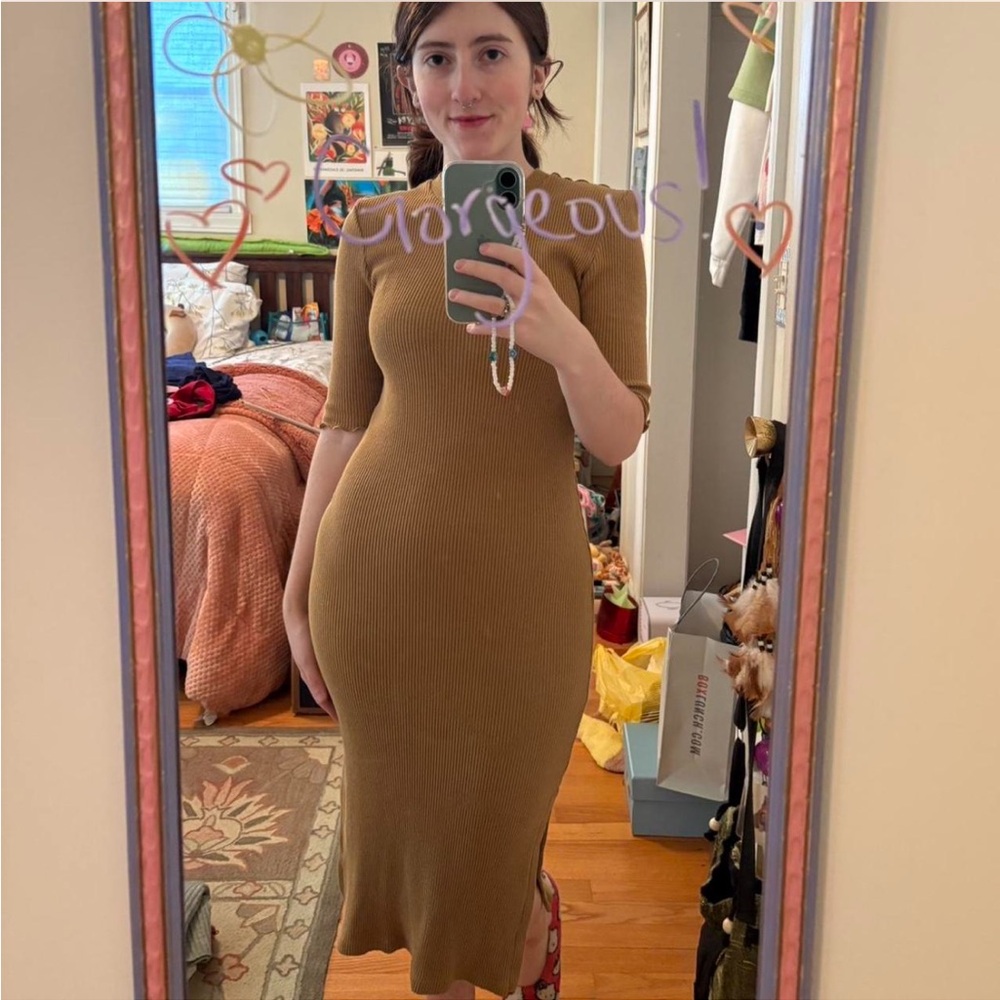 H&M Brown Long Sleeve Knit Dress